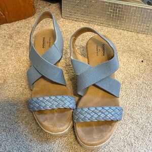SONOMA Light Blue Braided & Crossover Strap Wedge Sandals